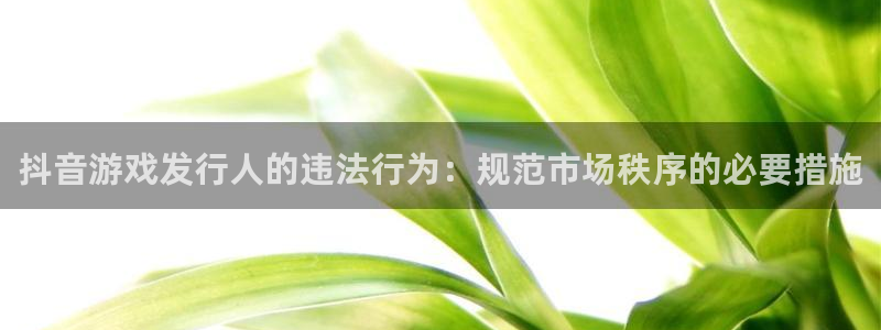 pp电子官网游戏平台高奖金玩法：抖音游戏发行人的违法行为：规范市场秩序的必要措施